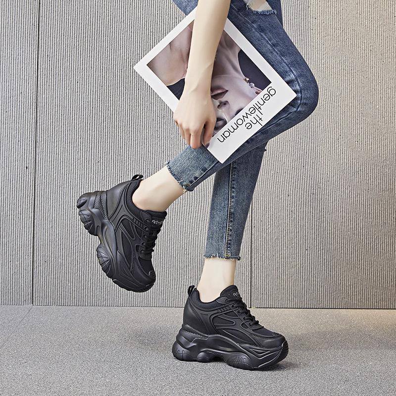 Women's Height-Increasing Dad Sneakers: 8cm Thick Sole, Breathable, Trendy, Casual Sports Shoes for Autumn (A8382)