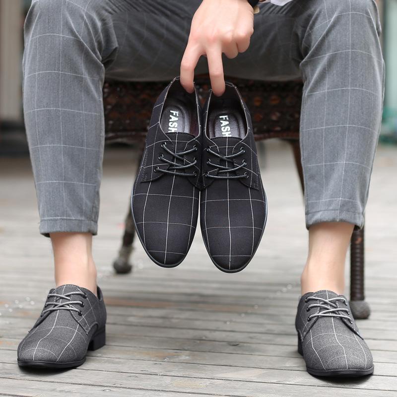 Cloth shoes men's casual shoes breathable pointed canvas surface leather shoes business men's shoes formal work men's shoes