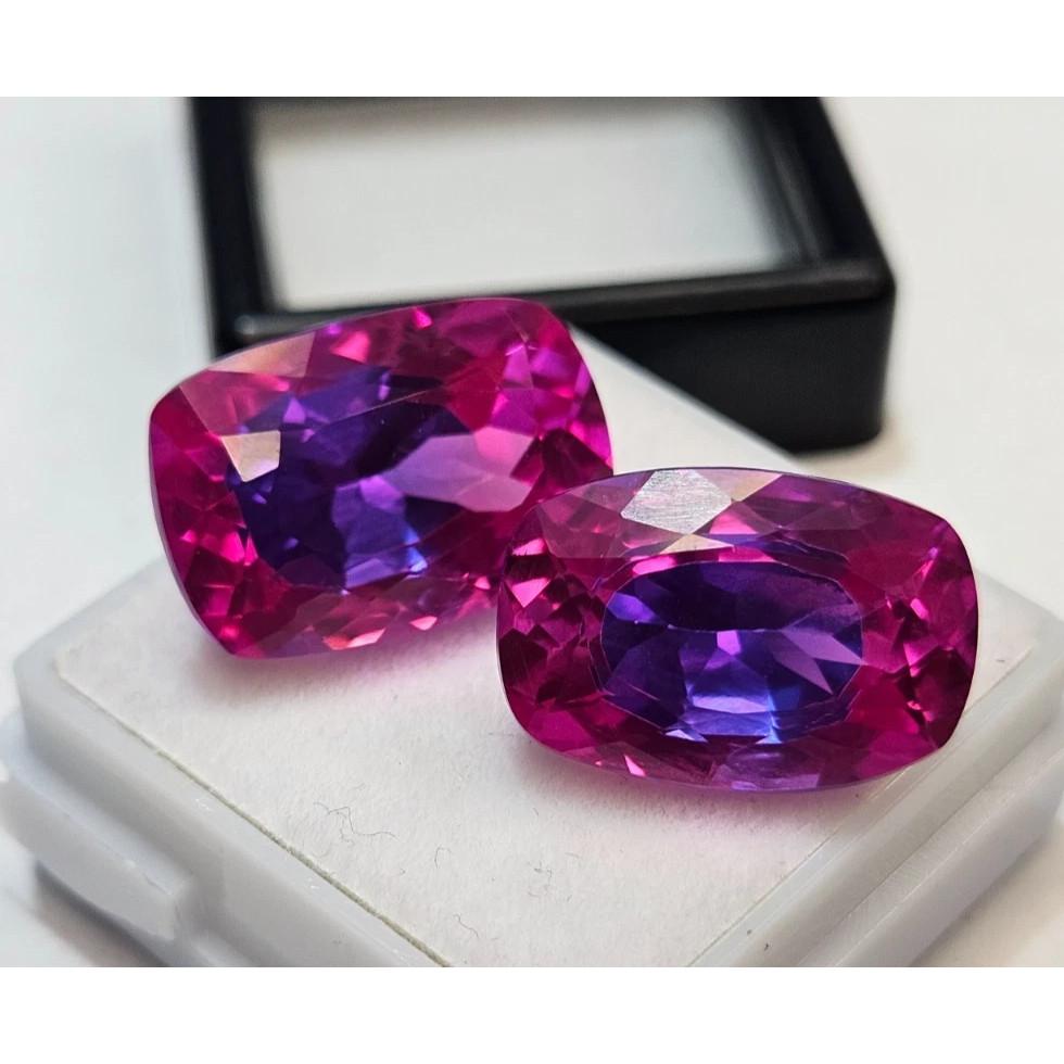 26-27 Ct Natural Pitambari Sapphire Cushion Cut Pair Stunning Gemstone