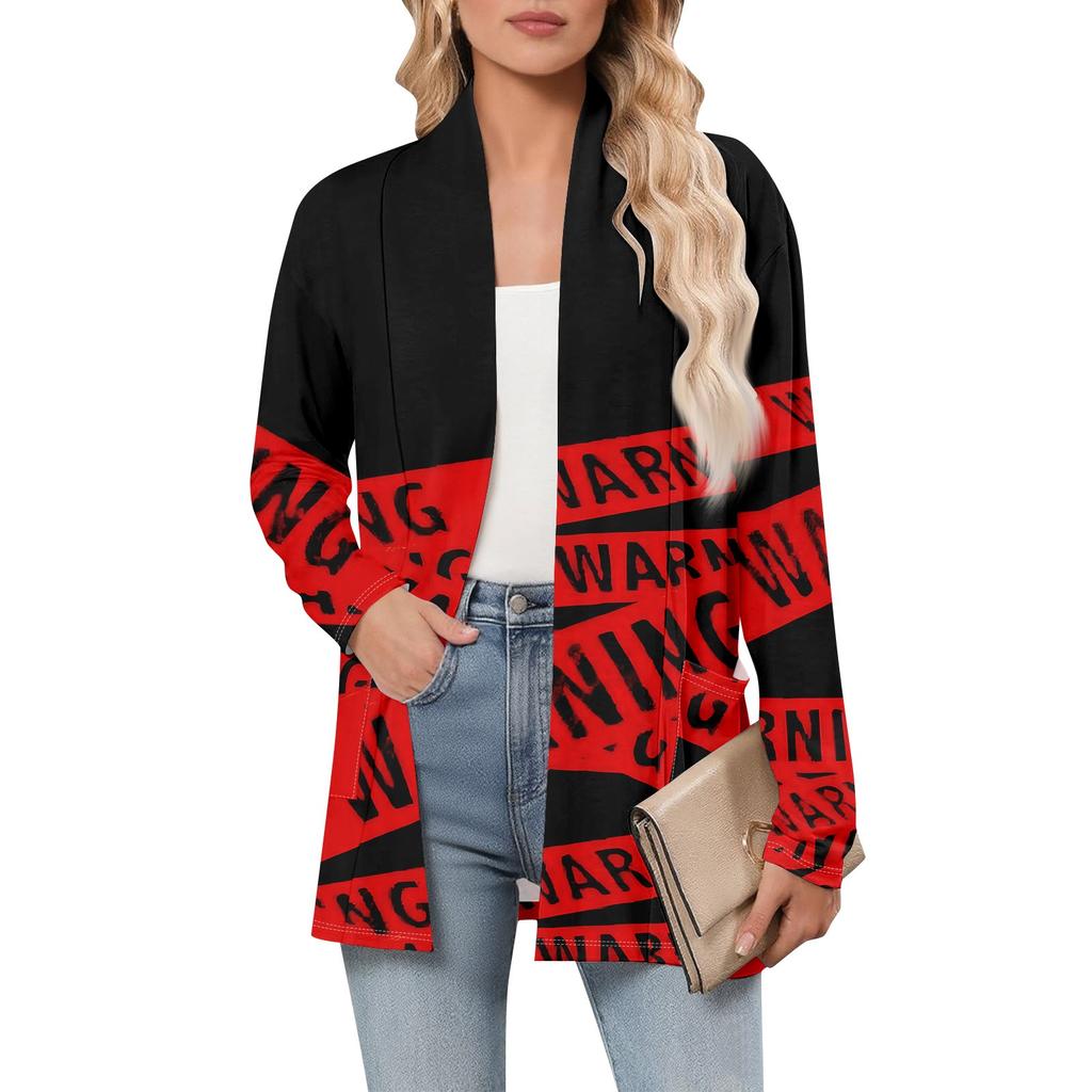 Women's Long Sleeve Cardigan V Neck Fashion Halloween Printed Shirt Lightweight  Casual Loose Thin Cardigans With Pockets