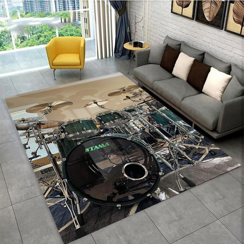 3D Drum Instrument Carpet, Living Room,bedroom, Sofa, Door Mat, Decorative Carpet, Drum Sound Insulation and Anti Slip Floor Mat