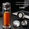 Handun 400ml Double-Layer High Borosilicate Glass Cup with Wood Grain and Tempered Bottom