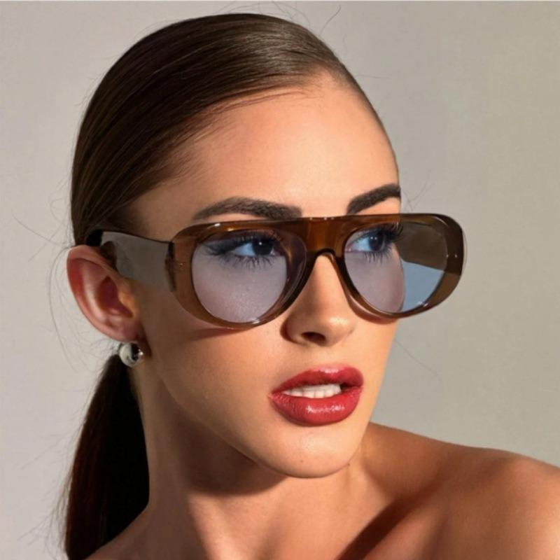 Vintage Fashion Oversized Sunglasses Women Men Oval Cat Eye Candy Mirror Sun Glasses Trendy Eyewear Unisex Sexy Luxury