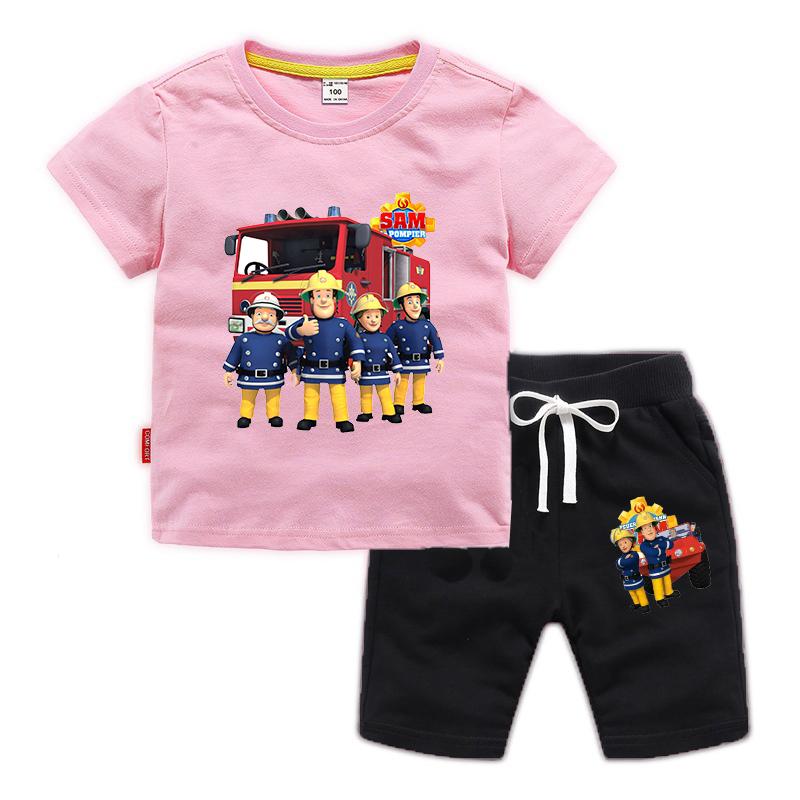 2026 Summer New Children's Cartoon Fireman Sam Printed T-Shirt