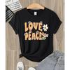 Love Peace Flowers Print T Shirt Women Summer Crewneck Clothing Trendy Hip Hop Short Sleeve All-Match Y2K Female T-Shirt
