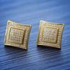 Huitan Fashion Women Stud Earrings Gold Color Inlaid Bright Cubic Zirconia Charming Party Daily Accessories Versatile Jewelry