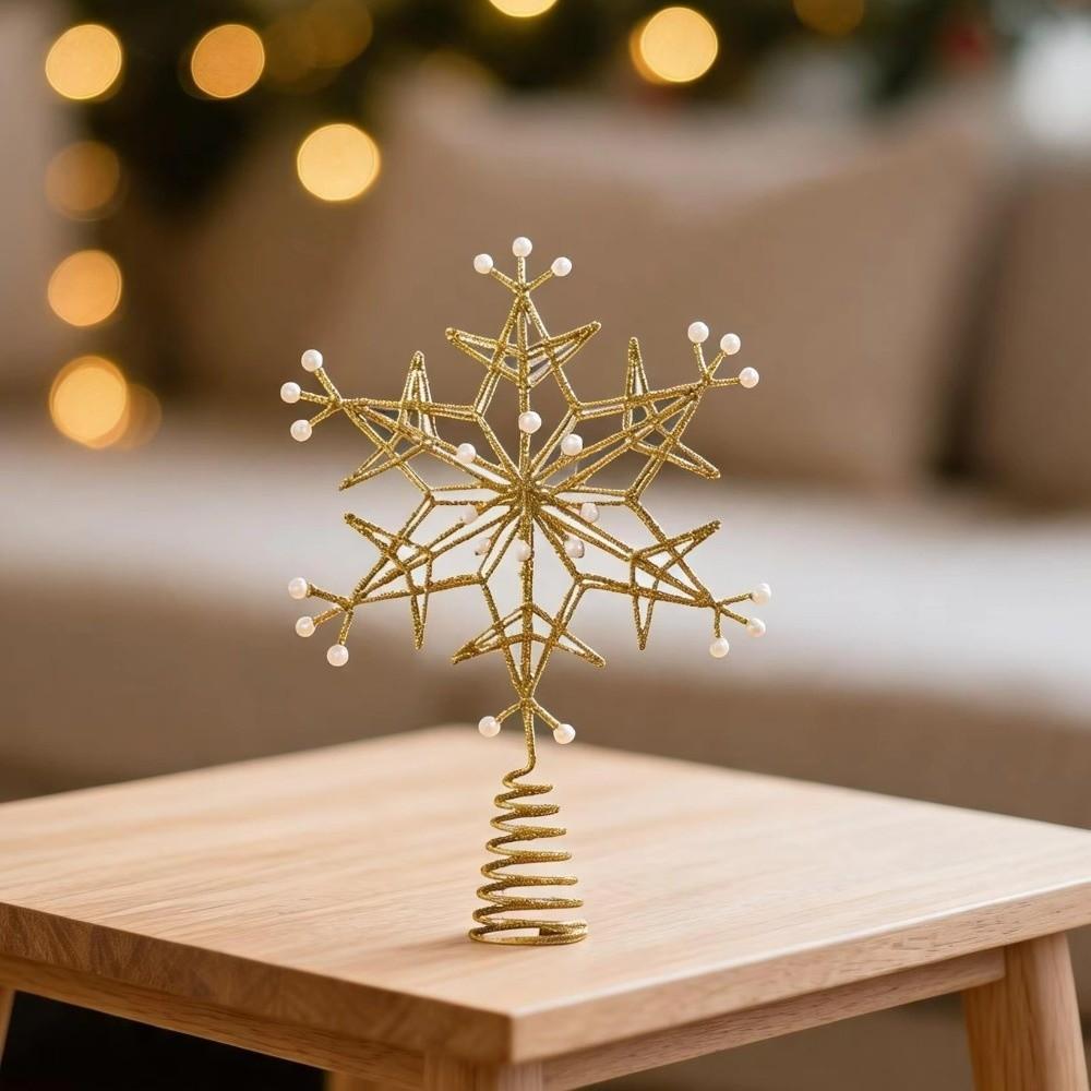 Iron Snowflake Tree Topper Shimmering Christmas Tree Top Star Party Supplies
