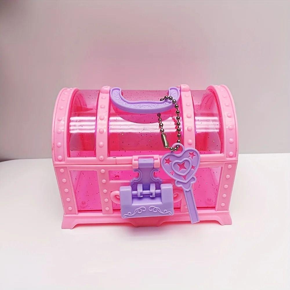 Pink/Purple Kids Jewelry Box With Lock Treasure Chest Mini Box Cute Makeup Box Kids Toy