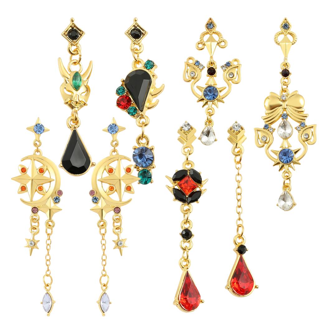 Genshin Impact Earring Ear Studs Barbatos Venti Wind Element Irregular Metal Pendant Earrings For Women Cosplay Party Jewelry