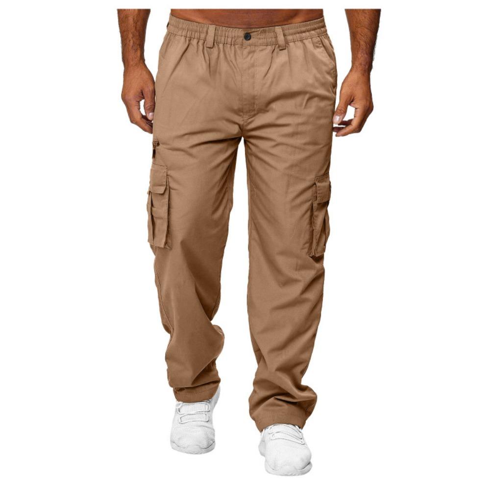 Men's Casual Cargo Pants Drawstring Multi-Pocket Tactical Trousers Outdoor Hiking Jogging Sports Pants