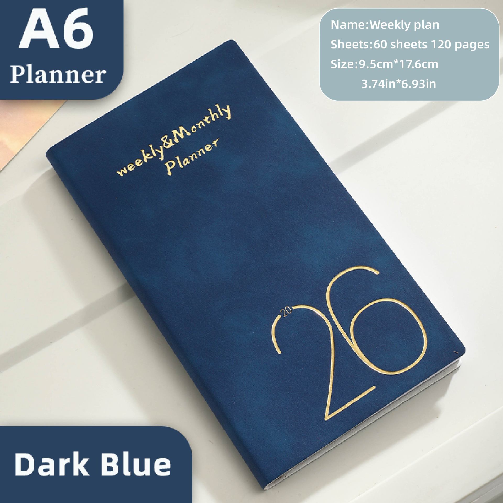 

2026 A6 Portable Planner With Bookmark, Index 64 Sheets 128 Pages -3.7 Inches / 6.77 Inches -365 Days Time Management A6
