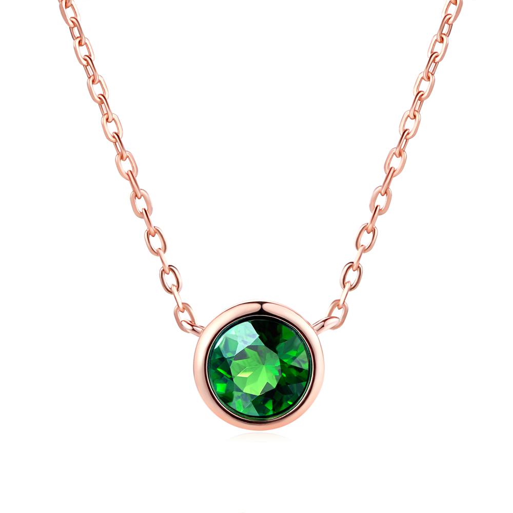 Classic Rose Gold Color Chain Necklaces For Women & Girls Beautiful Round Austrian Crystal Necklace DWN388