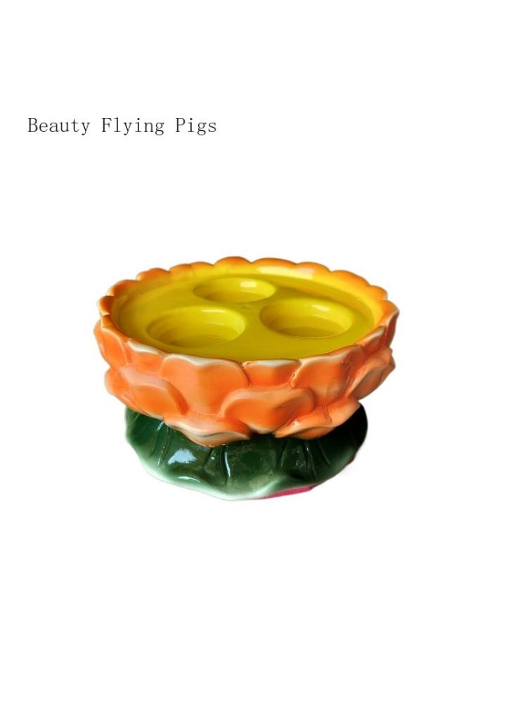 1PCS Ceramic Lotus Samsung Lamp Holder Household Candle Holder Lamp Disc Three Hole Lamp Holder