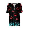 Women's T Shirt Tee Halloween Printed Button Short Sleeve Tunic Daily Weekend Fashion Basic V- Neck Regular Top