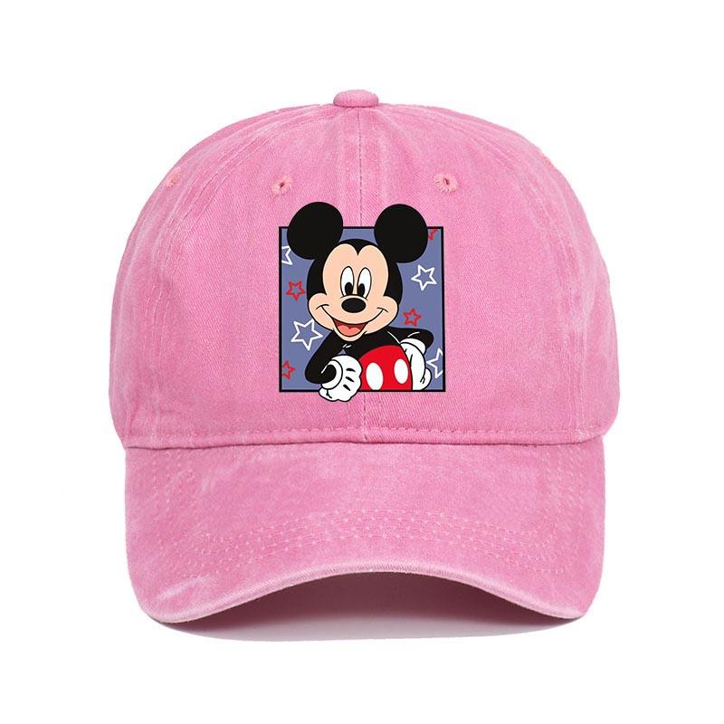 Retro Washed Mickey Mouse Print Baseball Cap Men Women Vintage Kpop Snapback Cap Adjustable Breathable Trucker Hat Sunscreen Hat