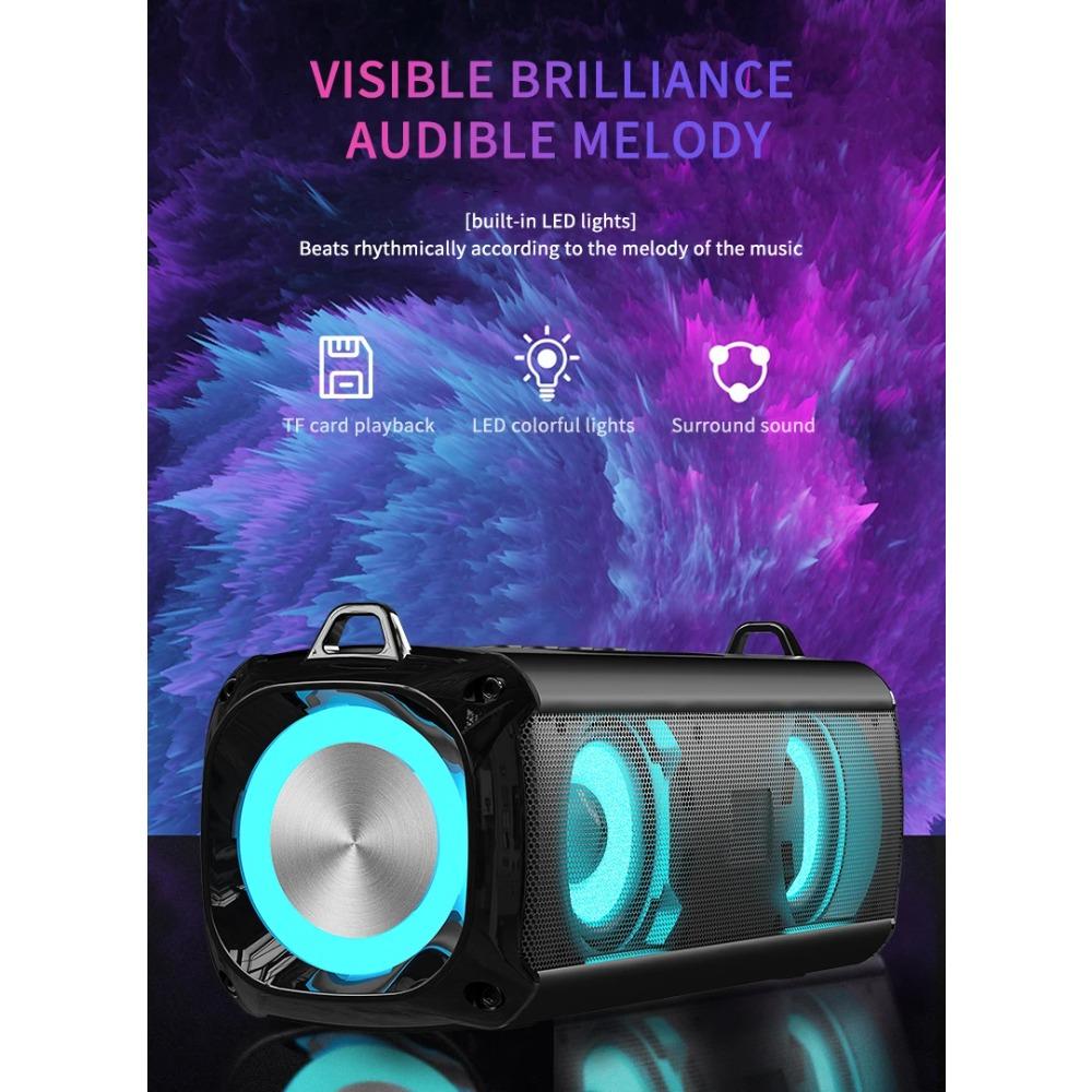 Popular RGB LED Lights Speaker EBS-045 BT 5.0 Portable Wireless Bluetooth Music Player Micrphone Built TF Card Support