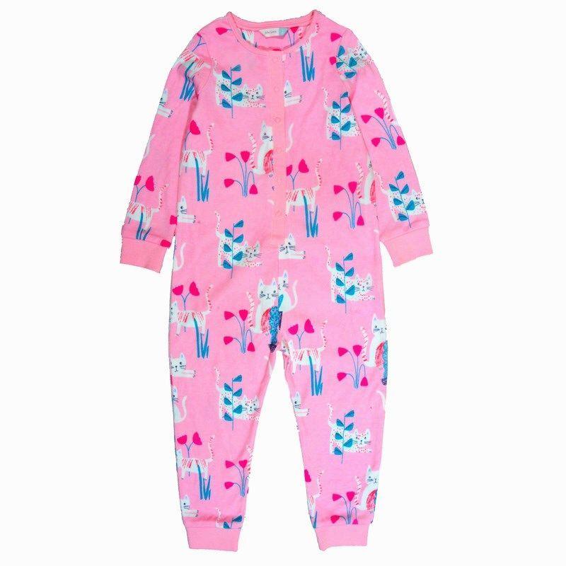 Cotton Spring and Autumn Hidden Hook Foot Uncovered One-Piece Pajamas