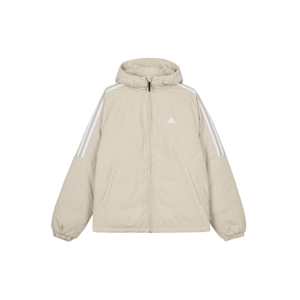Adidas Puffy Sleeve Striped Design Long Sleeve Hooded Down Jacket Men Outerwear Khaki IT8728
