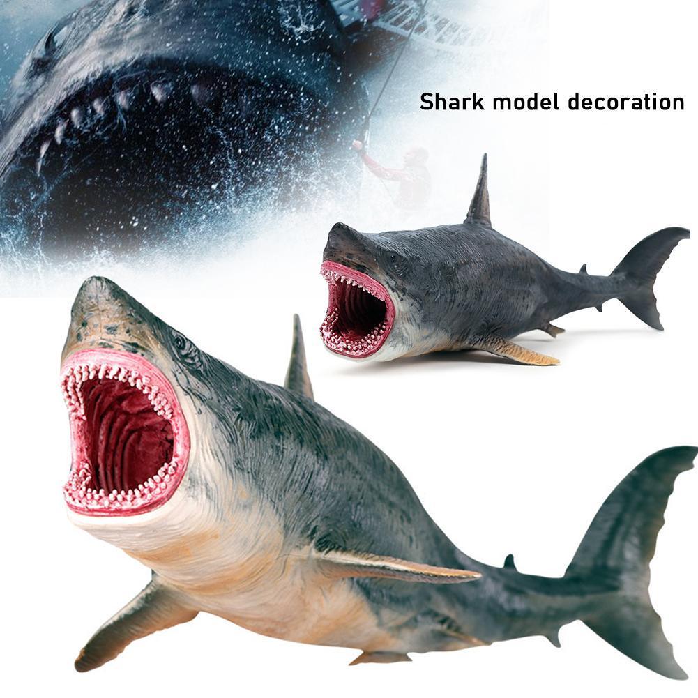 Sea Life Model Megalodon Shark Figure Aquarium Ocean PVC Education Marine Animals Toy Collectio M8V4