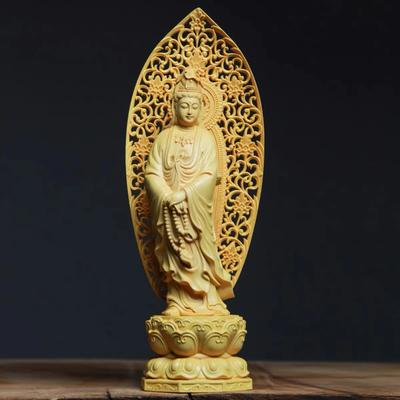 Sculptură de Buddha din lemn de înaltă calitate, 27 cm, budism, Guan yin, statuie de Buddha Avalokitesvara, ACASĂ, siguranță familială