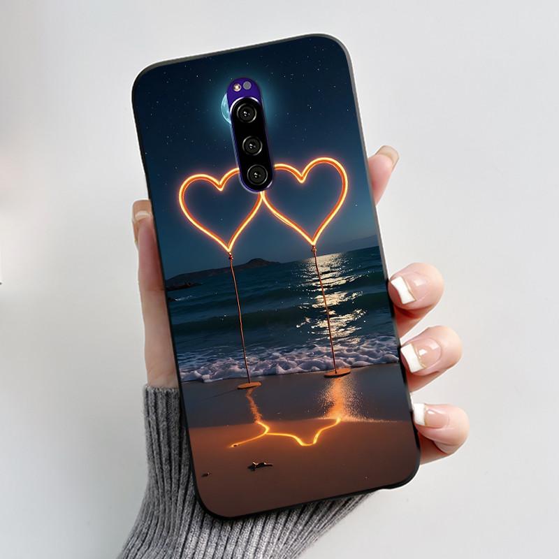For Sony Xperia 1 Casing Luxury Cute Love Rabbit Funny Black TPU Soft Silicone Protective Back Cover For Sony Xperia1 Phone Case