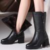 Fashion GKTINOO Women Ladies Female Mother Genuine Leather Mid Calf Boots Shoes Winter Plush Fur Warm Botas Zipper Plus Size Non-Slip