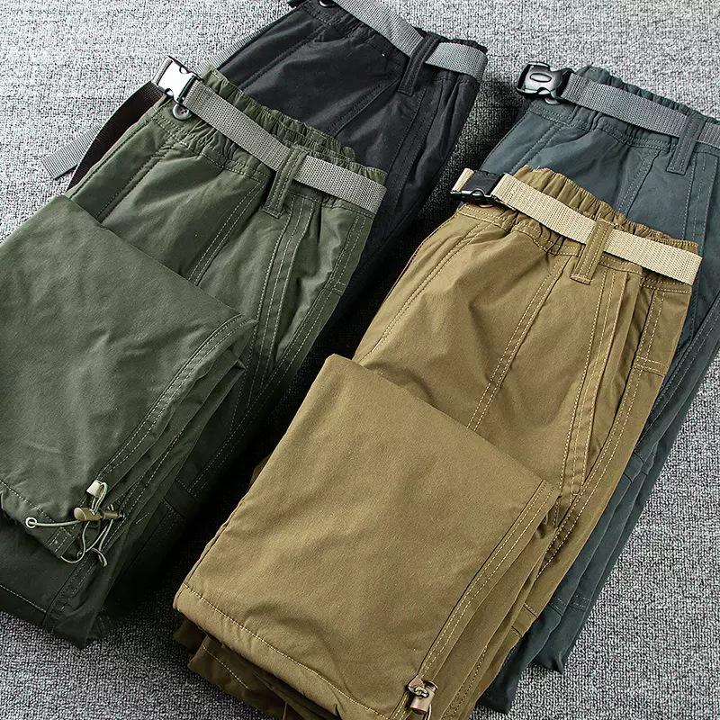 Men's Autumn/Winter Windproof Waterproof Soft Shell Trousers - Thick, Loose, and Velvet-Lined for Outdoor Casual Wear