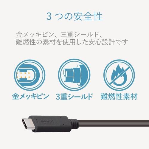 ELECOM Smartphone USB Cable/USB3.1/Certified Product/1.0m/Black