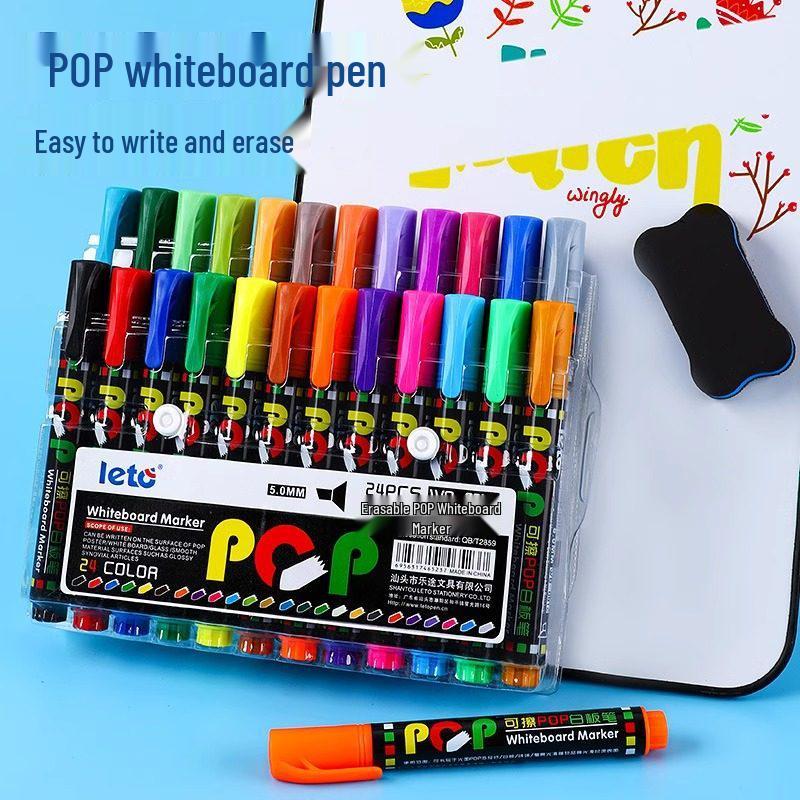 12-Color Kids' Creative Whiteboard Markers: Reusable, Wipeable, Ideal for Promotions & Projects