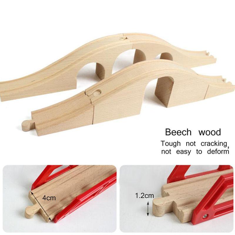 Pont de Piste de Train en Bois & Pièces de Course Accessoires de Chemin de Fer Jouets Éducatifs de Construction pour Enfants