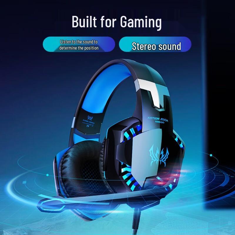 Casque Gaming Circum-Aural Inzhuo G2000 avec Microphone, Basses Profondes pour Musique sur Ordinateur Portable/de Bureau