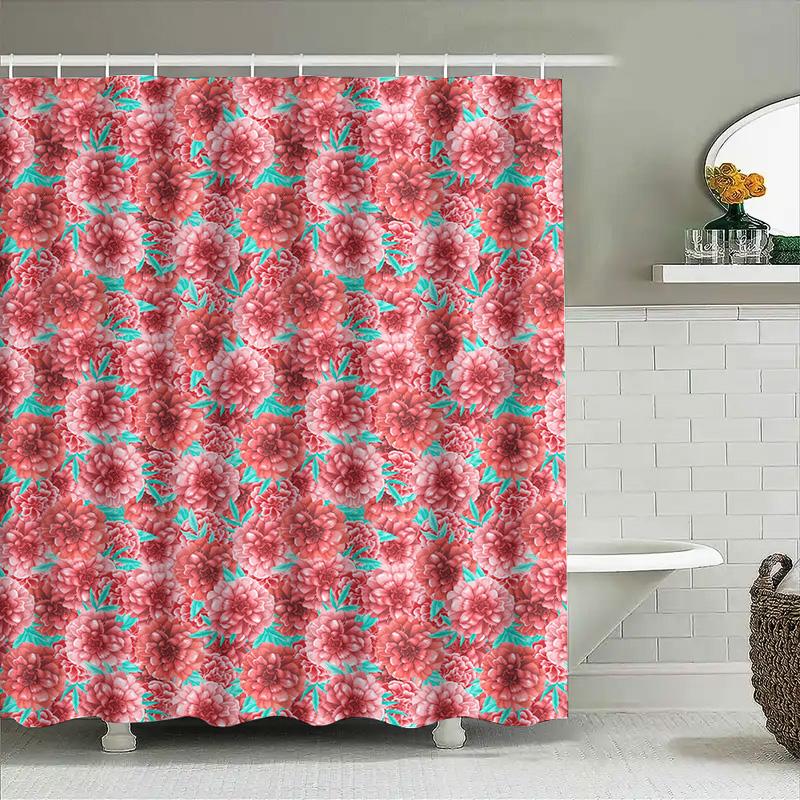 Japanese Style Floral Shower Curtain Bathing Room Decorative Fabric Waterproof Polyester 3D Printing Shower Curtains For Bathroo