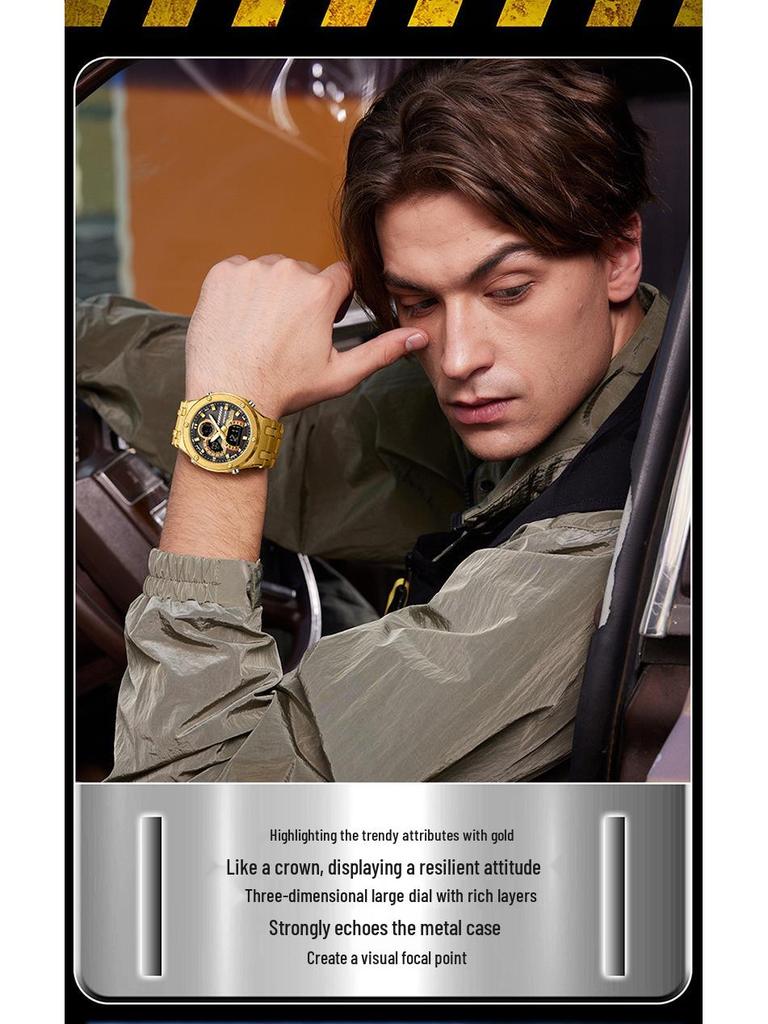 Sanda Trendy Multifunctional Waterproof Student Wristwatch with World Time Display