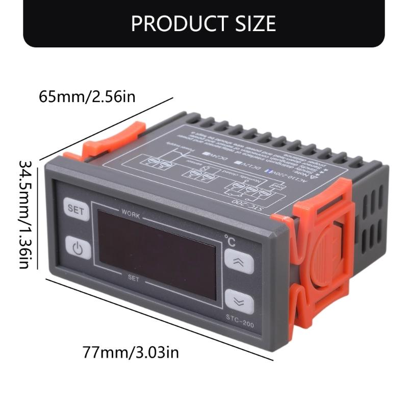 Digital Thermostat Temperature Controller Thermoregulator Relays Heating Cooling for Incubator Refrigeration 220V STC-200
