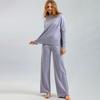 Autumn Winter Women's Knitted Pants Suits Round Neck Slit Sweater Loose Casual Knitted Wide-leg Pants Two-piece Knitted Suit Outfits