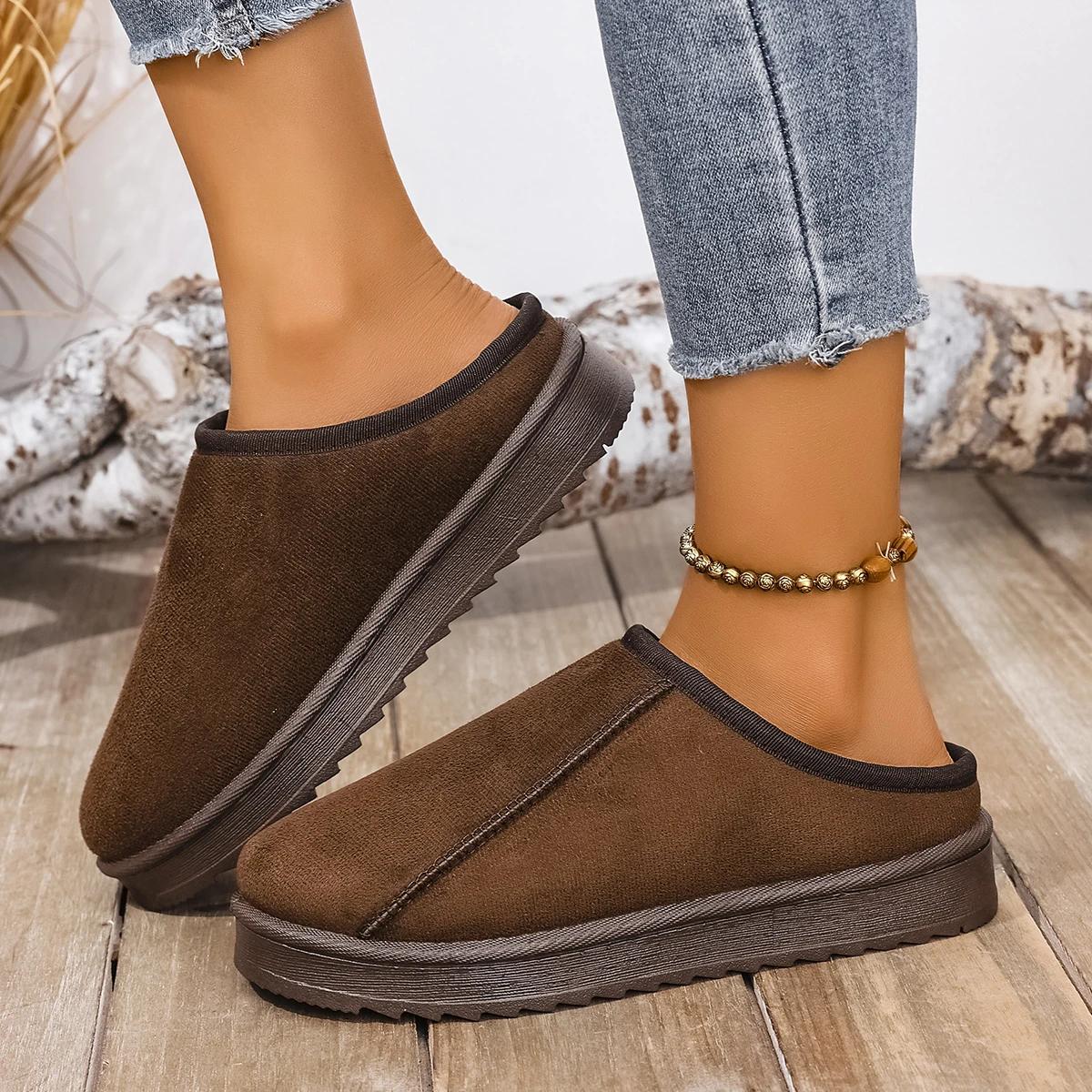 New Platform Fluffy Slippers Women House Flats Fashion Plush Winter Designer Shoe Ladies Home Elegant Casual Footwear Large Size 36 2337₽