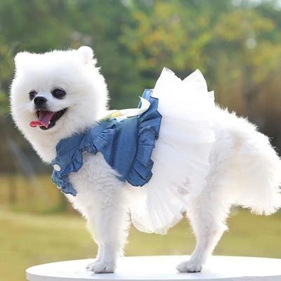 Spring Summer Dog Princess Dress Sweet Lace Skirt Pet Clothing Puppy Kitten Pet Skirt Cute Dog Dress Bow for Small Medium Dog