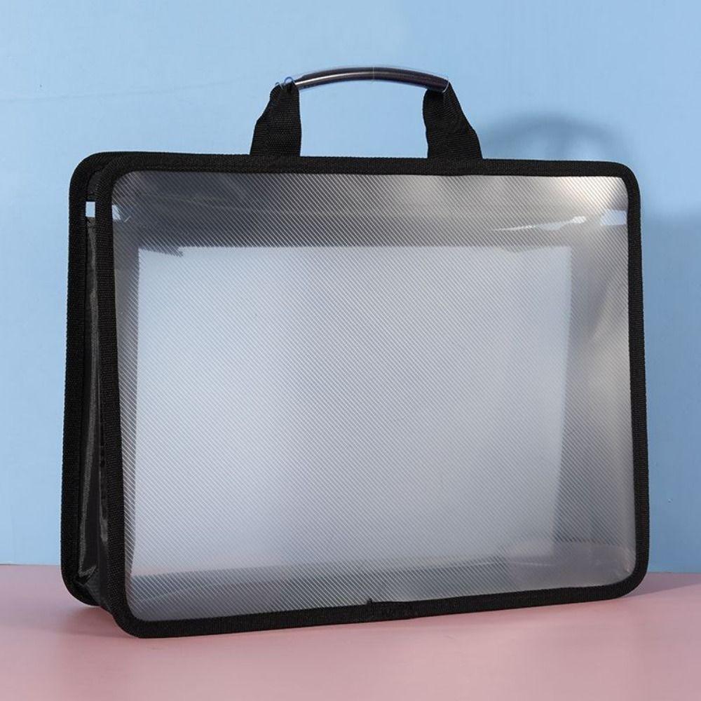 Tragbare Dokumententasche mit großer Kapazität, verdickte Köper-Aktentasche, transparente A4-Handtasche, Schule
