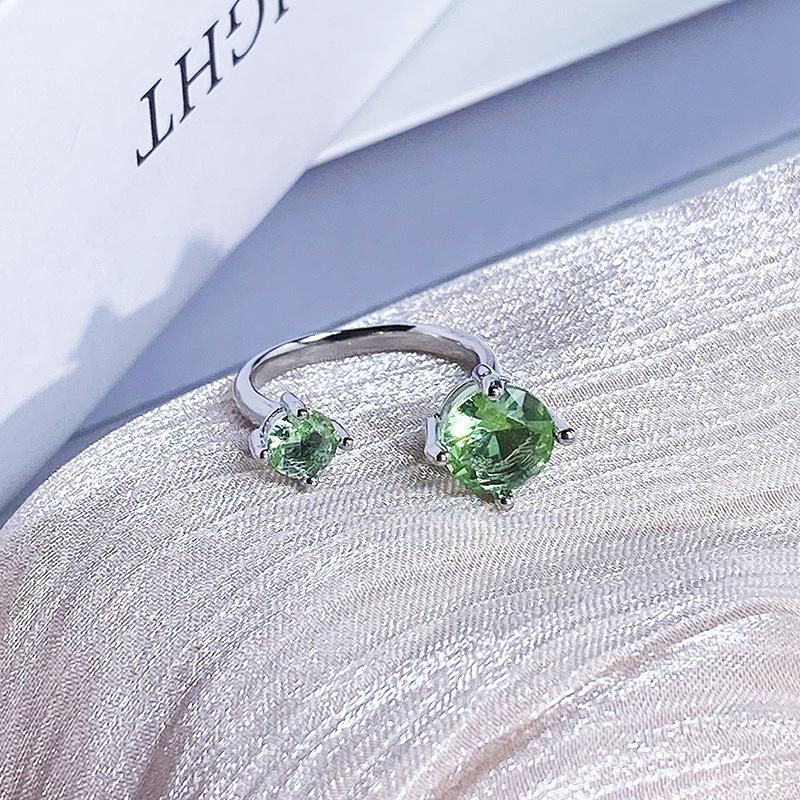 Color Treasure Multi-Color Full Diamond Zir*****Pen Ring Light Luxury High-End Super Flash Niche Design Ring