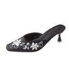 Fashion Slippers Women Summer Luxury Slides Female Shoes Low Cover Toe Flock Thin Heels Designer 2025 Sexy Rubber Basic Rome Fabric Flor