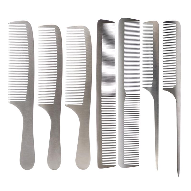 1 professioneller hochwertiger rostfreier Stahl Metall Silber antistatischer Kamm, Friseursalon Haarkamm
