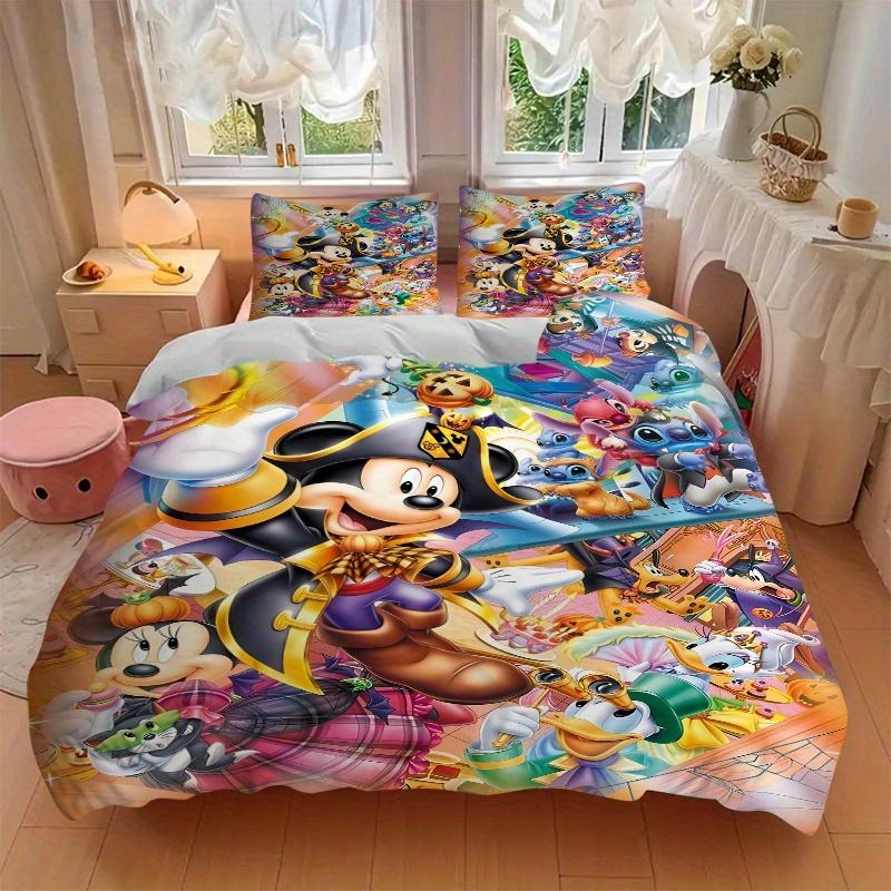 3pcs Mickey and Minnie Halloween Night Theme Bedding Set, Including 1 Quilt Cover and 2 Pillow Shams