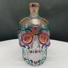 Yousheng Gotische Schedel Karaffen, Handgeschilderde Glazen Likeur Fles met Bloemenpatroon, 3D Gebeeldhouwde Wijn Dispenser voor Home Bar, Halloween Decoratie