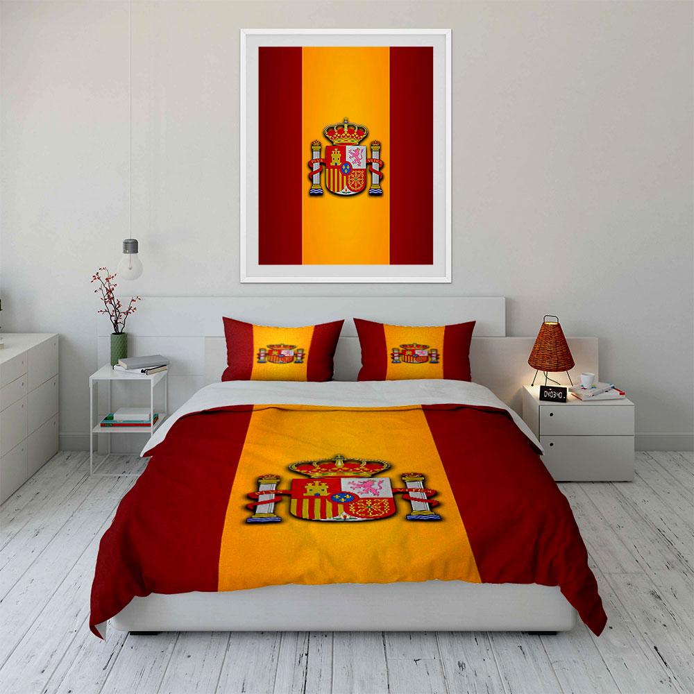 Spain Flag Coat of Arms Bedding Bedding Duvet Cover Set Duvet Cover Pillowcases  (1 * Duvet Cover 2 * Pillowcases, Without Duvet Insert)