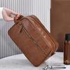Men PU Leather Wash Bag Travel Business Trips Portable Cosmetic Bag Large Capacity Multi Pocket Design Handheld business trip Wash Bag