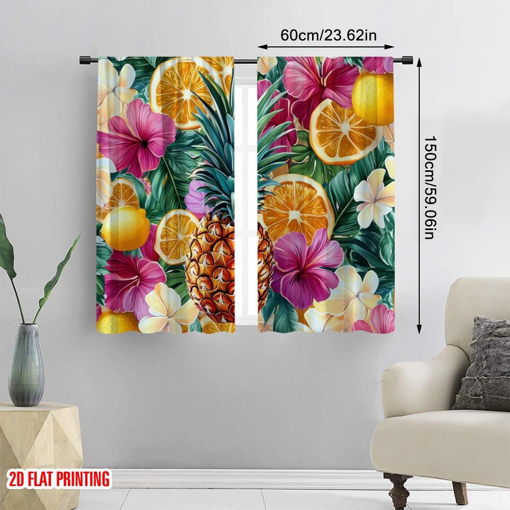 2pcs,2D plane printing Popular Curtain Panels Tropical Bliss Polyester Fabric (without rod) Decorations For Home Perfect for