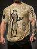 [Print Design - Not Textured /2D Printing] Ancient Egyptian Horus Eagle Head Pharaoh Print T-Shirt Men'S Retro Distressed Hieroglyphics Short Sleeve
