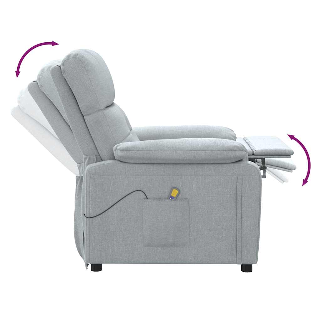 Vidaxl Massage Armchair, Light Gray, Fabric Upholstered