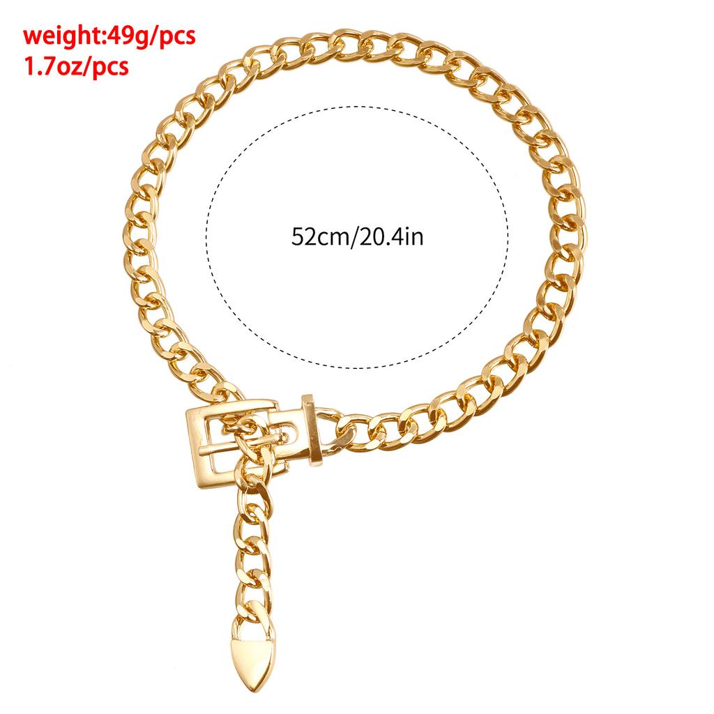 Accessories, Simple Design, Belt Buckle Chain, Collarbone Neck Chain, Retro Hipster Personality Necklace For Women