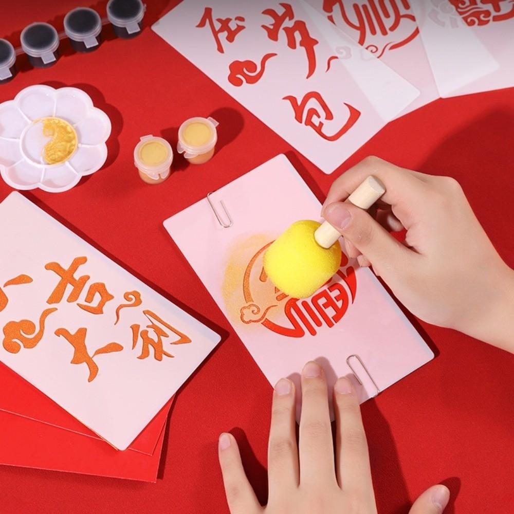 Coloring Red Packets DIY Template PVC Lucky Money Bag Stencils Spring Festival